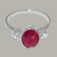 thumbnail image 5 of LBG British Made Real Solid 10k White Gold Natural Ruby & Cubic Zirconia Womens Anniversary Ring - 33 size options - Size 6.25, 5 of 6