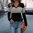 thumbnail image 6 of QASIEATN Sweaters for Graceful Ladies Fashion, Autumn Tops Lightweight Casual Pullover Sweater V Neck Long Sleeved V Neck Patchwork Color Blocked Long Sleeved Sweater, Womens Fall Tops, 6 of 8