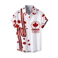 thumbnail image 4 of IWRICH Men's Hawaiian Shirts Casual Canadian Maple Leaf Print Shirts Short Sleeve Button down Shirts 09-White XXL, 4 of 5