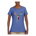 thumbnail image 2 of Wild Bobby, Colorful Paint Splatter Deer Head, Animal Lover, Womens Graphic Tees, Light Blue, 3XL, 2 of 3
