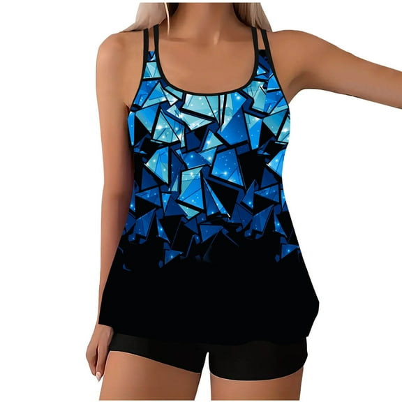 Zuesphe Swim Suits for Women 2025 Plus Size Two Piece Bathing Suit for Women Tummy Control Womens Swimwear 2025 Modest Tankini Sets for Women Criss Cross Back
