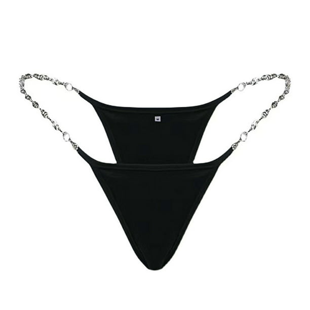 Cheers V-shaped Solid Color Lightweight Sexy G-string Metal Chain Low Waist  Thongs for Daily Wear 
