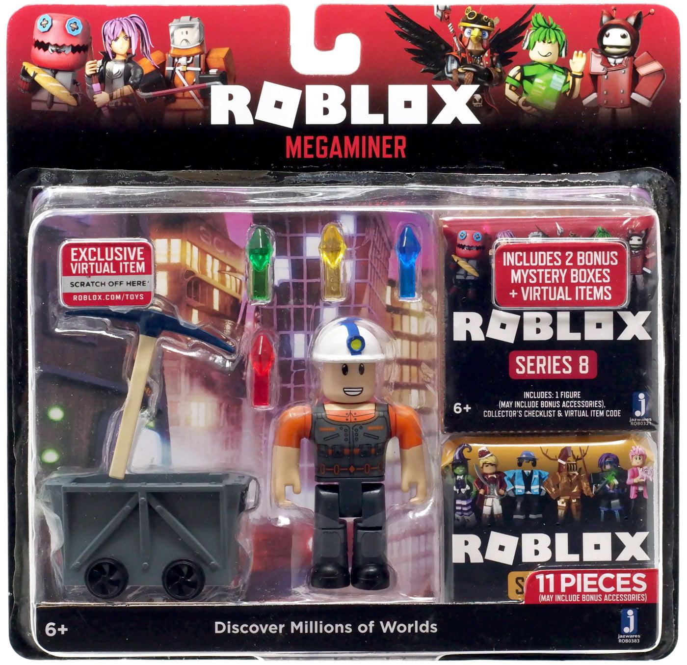 Roblox Megaminer Action Figure Includes 2 Mystery Packs Walmart Com Walmart Com - roblox jazwares com collectors guide
