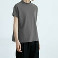 thumbnail image 4 of cfhntfmh Lounge Tops for Women Mock Neck Short Sleeve Loose Basic T-Shirts Summer Casual Comfy Plain Blouses, 4 of 5