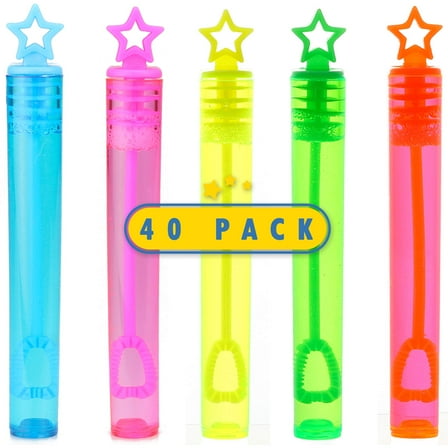 40-Piece Mini Star Bubble Wands Assortment Neon Party Favors - Summer Gifts Bubbles Fun Toys