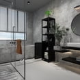 thumbnail image 2 of Lisonu Black Storage Tall Slim Cabinet with Shutter Door and 3 Tier Shelves, Natural Bamboo, 64.76 inches, 2 of 5