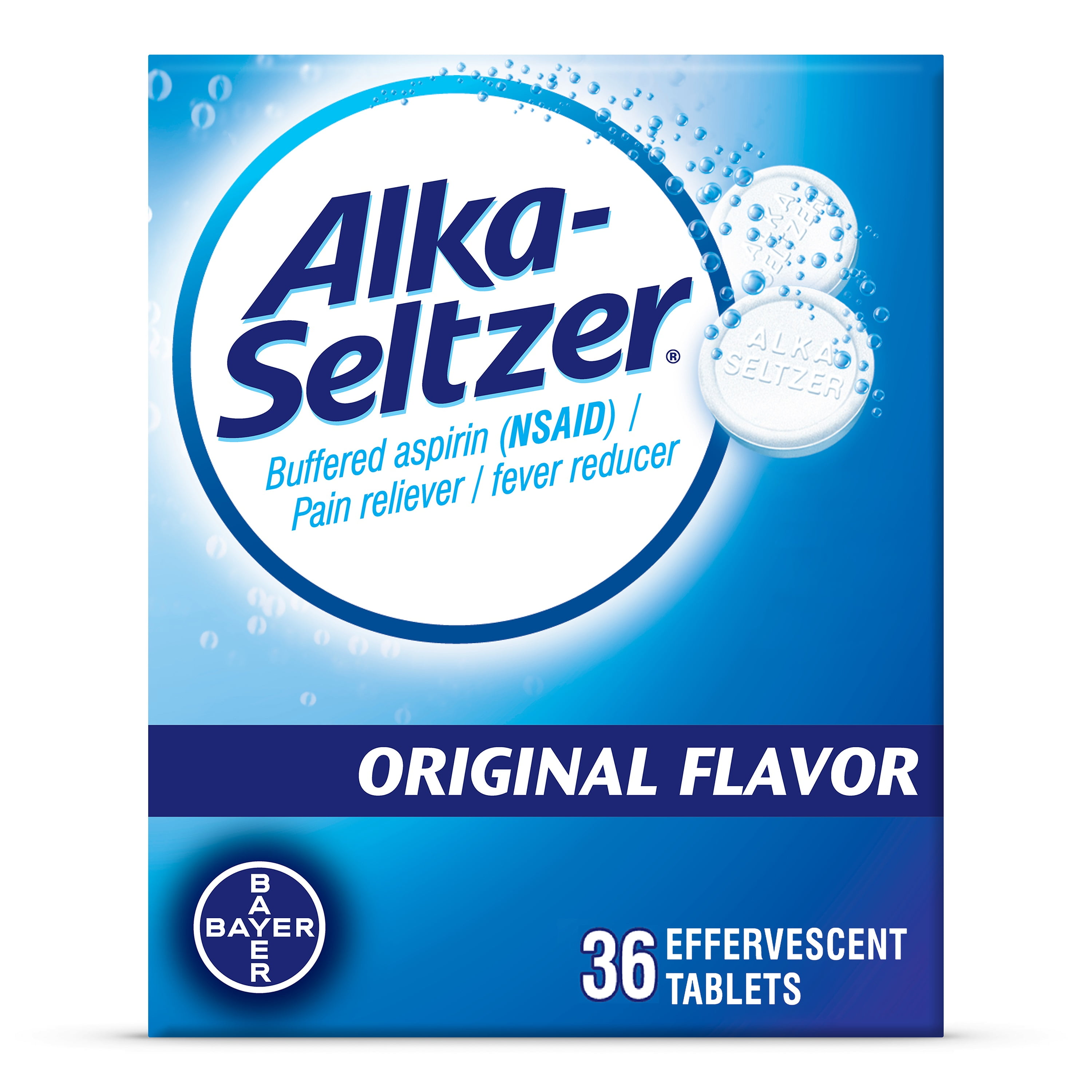 Alka-Seltzer Original Effervescent Headache Pain Relief Tablets, 36 Count