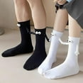 thumbnail image 6 of Holding Hands Socks, Couple Magnetic Hand Socks, Unisex Mid Tube Funny Hand In Hand Socks, 3D Doll Cute Gifts Socks for Women Men (Black&White,4Pairs), 6 of 7