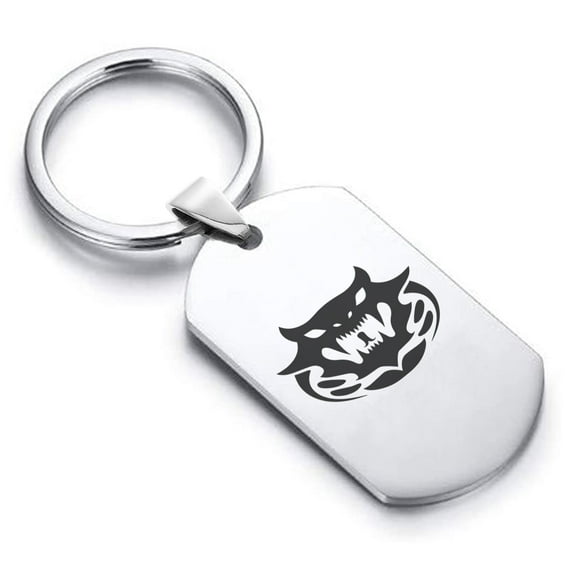 Stainless Steel Year of the Snake Zodiac Dog Tag Keychain Circle Ring