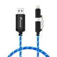 thumbnail image 1 of [ MFi Certified]  2-in-1 Flowing EL Light 8-pin and Micro USB Data Sync Charging Cable for  X/ 8 Plus/ 8/ 7 Plus/ 7/ 6 Plus and Android Phones Tablets, 1 of 6