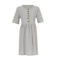 thumbnail image 4 of Bigersell Robe de Mariage pour Femme, Mode d'Été, Imprimée, à Manches Courtes, Chandail à Enfiler, Robe à Boutons, Robes de Bal pour Femmes, Robes Évasées, Style 3099, Gris m, 4 of 7
