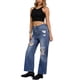 thumbnail image 2 of Jeans rasgados para mujer INSPIRE CHIC, con botones frontales, elásticos, agujeros destruidos, de tiro alto, pantalones de mezclilla XL azules, 2 of 6