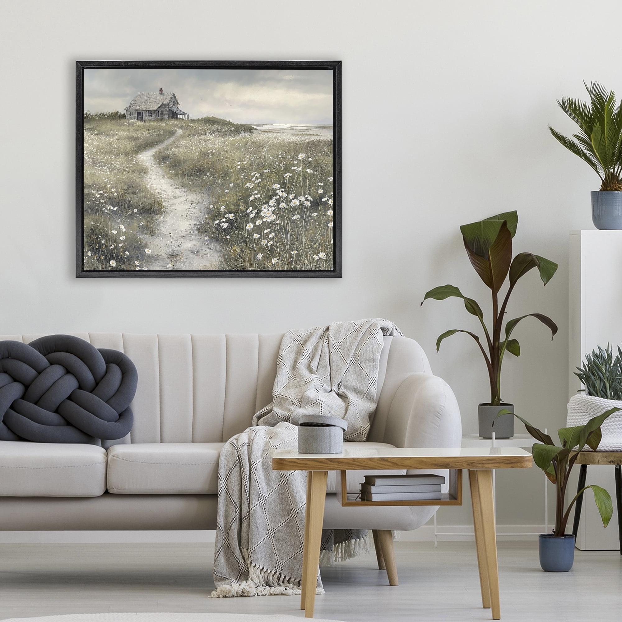 Stupell Industries Pathway To Coastal Cottage Black Framed Floater Canvas Wall Art, design by Imagine It Images