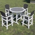 thumbnail image 6 of 5 Pieces Outdoor High Top Table and Chairs Set Patio Bar Height Table Chairs Set for 4, Tall Adirondack Bar Sets, HDPE Outdoor Furniture White&Grey, 6 of 6
