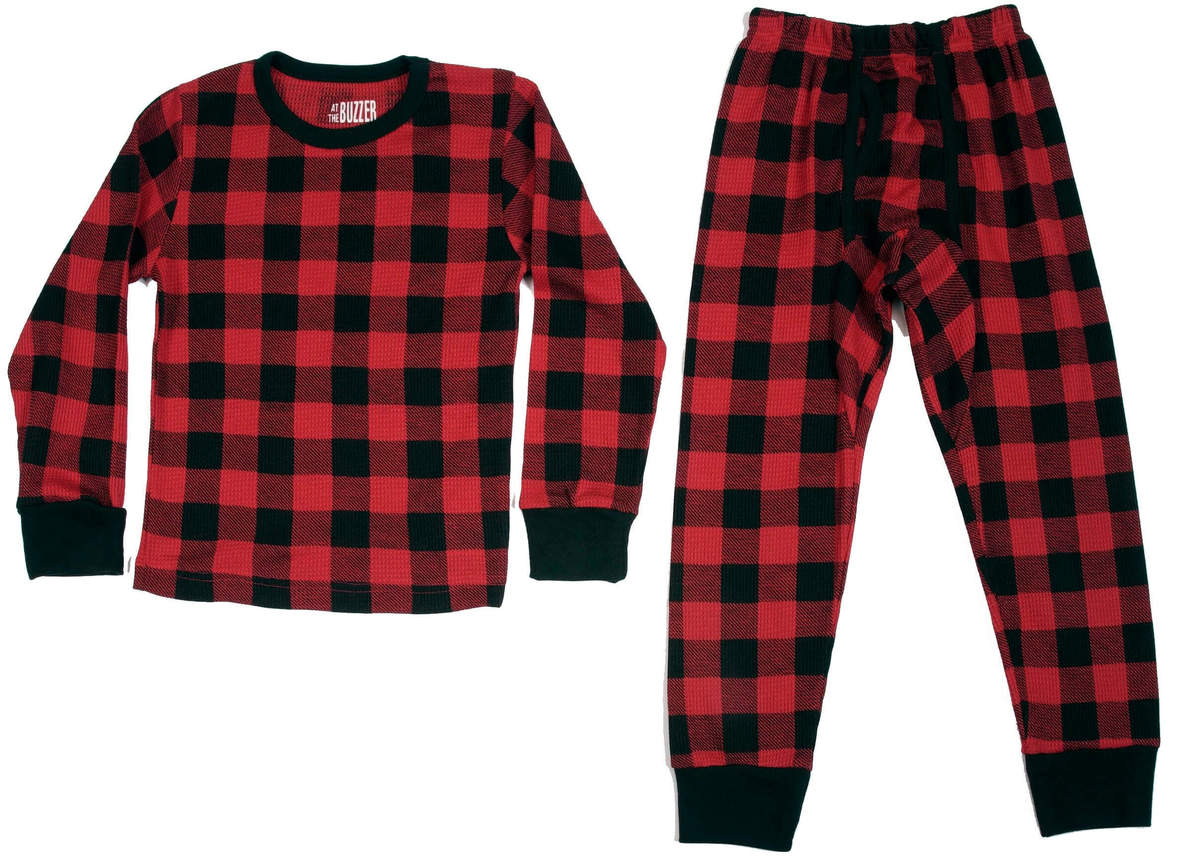 At The Buzzer Thermal Underwear Set for Boys (Boys 8, Red - Buffalo Plaid)