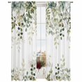 thumbnail image 2 of Sheer Curtains 84 Inches Long, Sage Green Eucalyptus Leaves Light Filtering Window Curtains for Living Room, Spring Botanical Floral Rod Pocket Voile Sheer Curtain Drapes, 52"W x 84"L, 2 Panels, 2 of 8