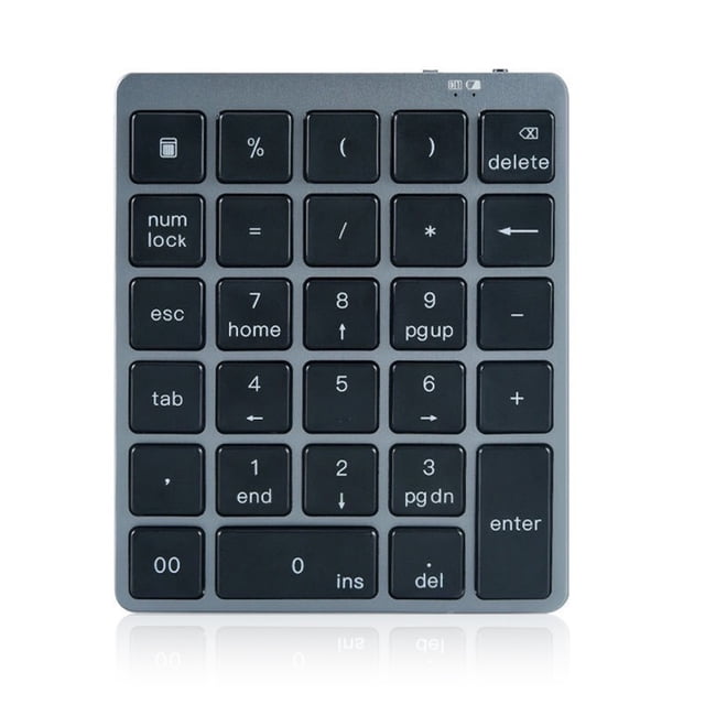 Teclado Numérico BT Inalámbrico de 28 Teclas Teclado de Oficina de Contabilidad Financiera Portátil Tomshoo Gris