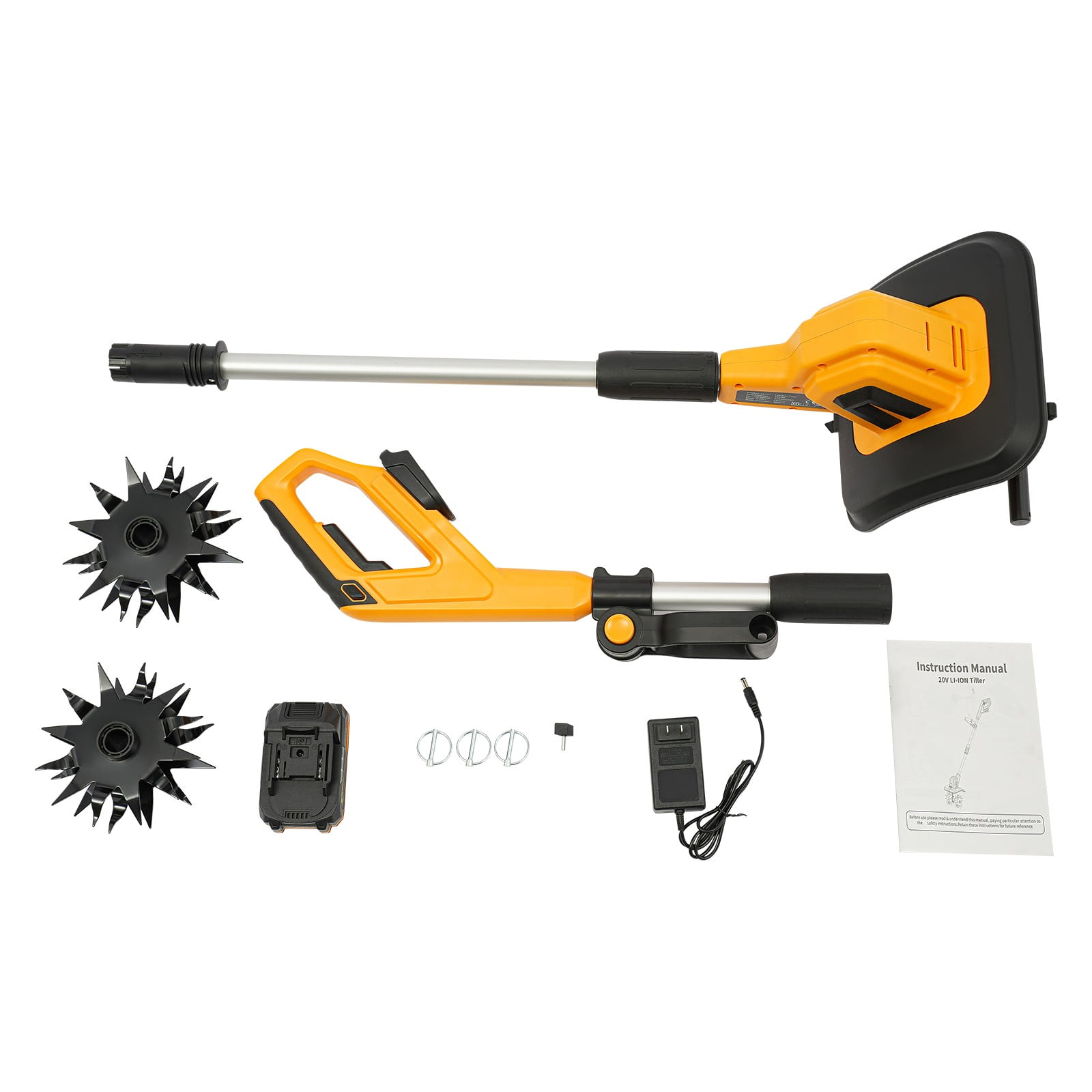 Cordless Electric Tiller, 20V Lithium Battery Handheld Micro Tiller with 4 Sharp Blades, 300W High Efficiency Copper Motor for Soil Cultivation, Weeding, Loosen Dirt in Small Garden, Raised Bed