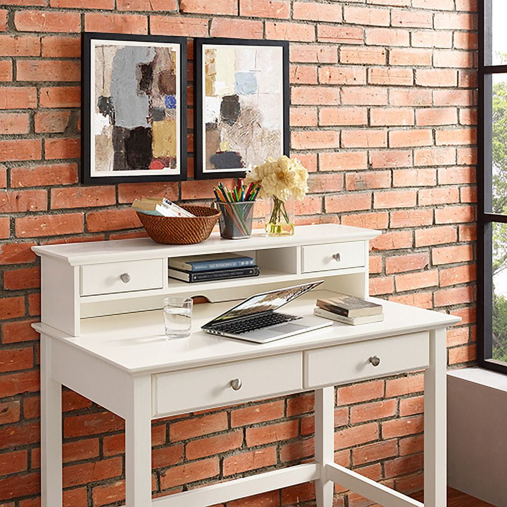 Campbell Writing Desk Hutch in White Finish