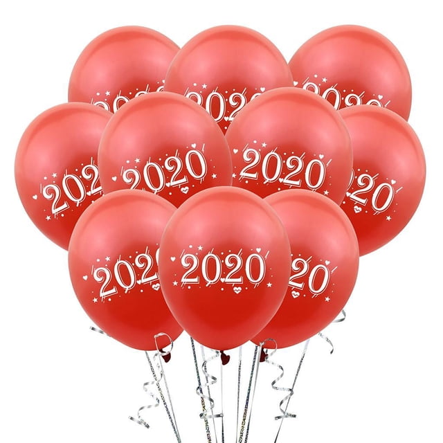 10pcs 2020 Feliz año De Decoraciones De Látex Accesorios De fotografía - oro and , 12cm rojo Colco Globos de año nuevo