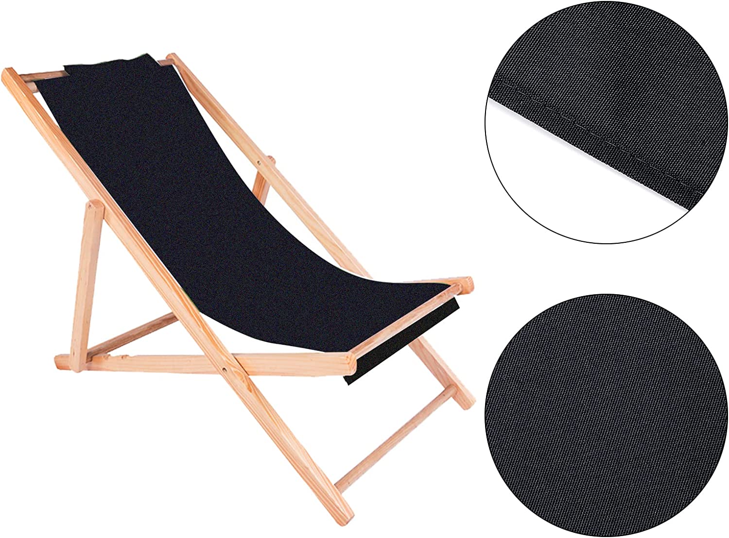 Beach Sling Chair Replacement Fabric Black Casual Simple Beach Chair Replacement Oxford Cloth for Home Beach Chair Protect Replacement (44.69x17.13inch) - image 2 of 5