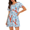 thumbnail image 1 of Balery Lobsters Camisón de manga corta con cuello redondo para mujer, cómodo y elegante., 1 of 6