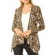 thumbnail image 1 of Cardigan de manga larga de leopardo para mujer Allegra K, abierto al frente, color beige y marrón, talla L, 1 of 7