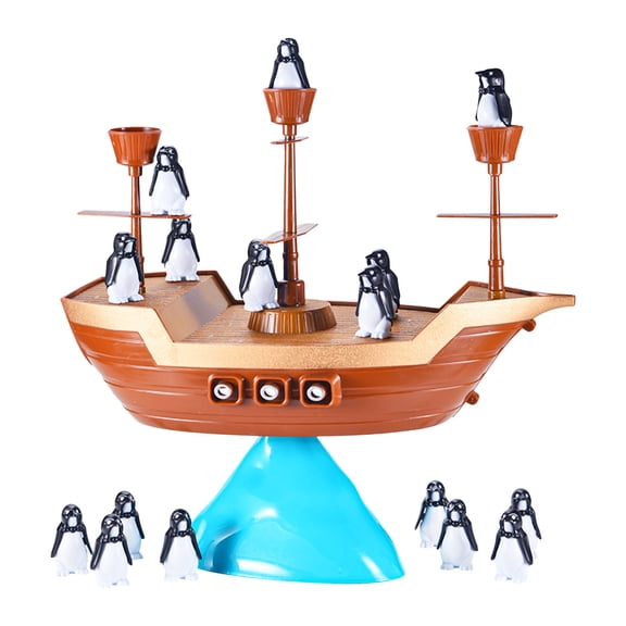 Bwiyojiz Home Decor Decoration Ornaments Ship Game, Desktop Pirate Penguin Game Parent-child Interactive Toy Set Birthday Gift, Gifts for Family, Multicolor
