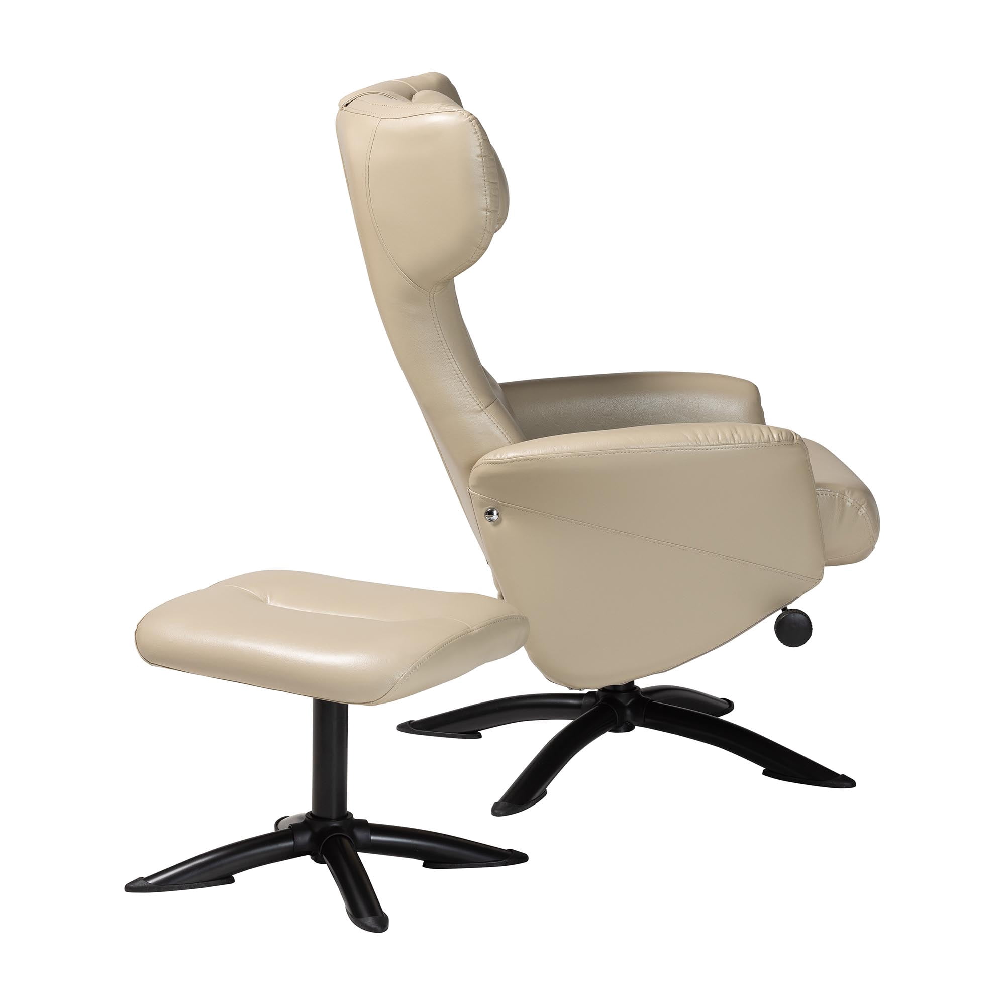 Baxton Studio Elwood Modern Lounge Chair and Footrest Set, 2-Piece, Black