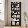 thumbnail image 3 of BOBOKY Open Bookcase Floor Standing Bookshelf Modern Display Storage Shelf for Home Office Living Room Bedroom Top Compartment Design.Black,7-Tier, 3 of 18