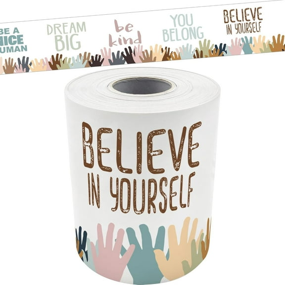 Everyone is Welcome Helping Hands Straight Rolled Border Trim - 50ft - Decorate Bulletin Boards, Walls, Desks, Windows, Doors, Lockers, Classrooms, Homeschool & Offices