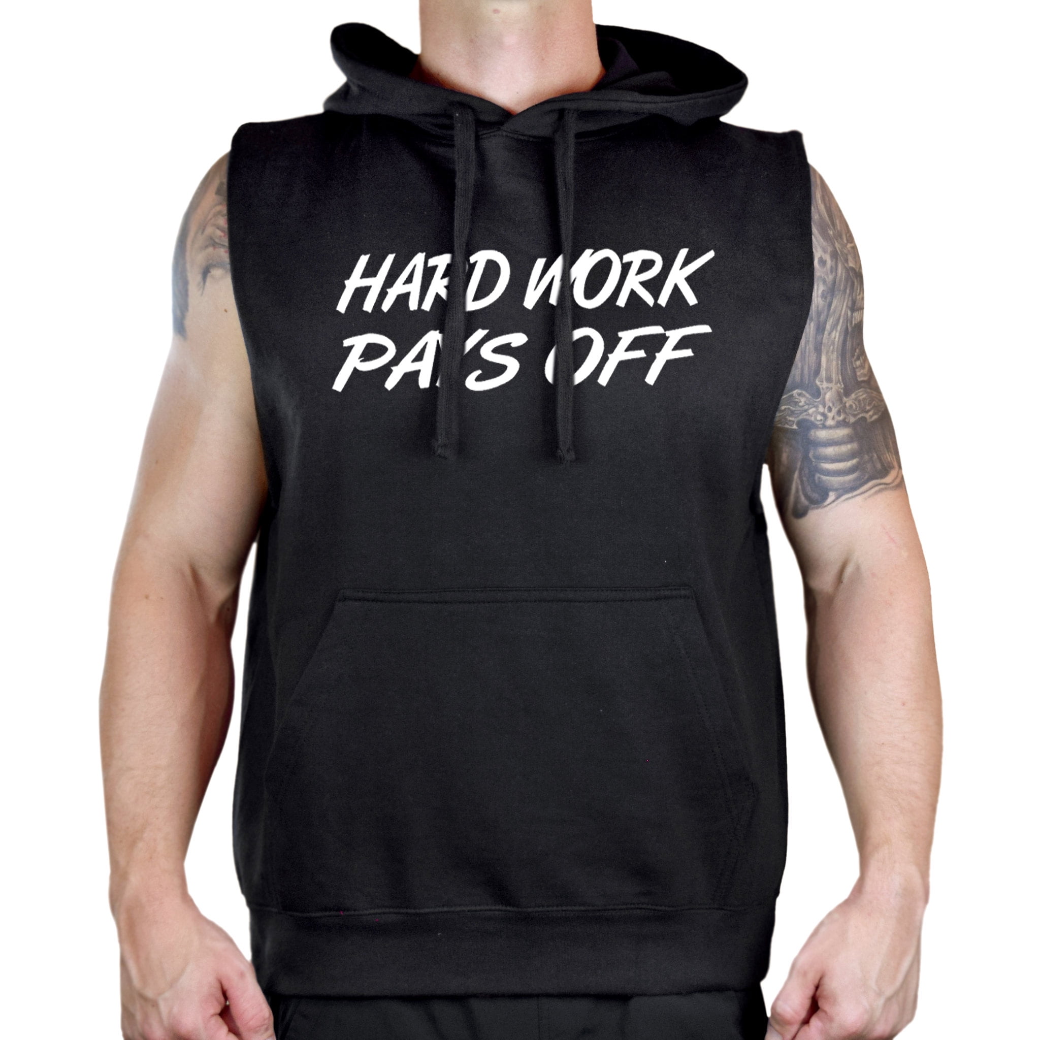Mens Hard Work Pays Off V438 Sleeveless Vest Hoodie