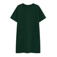 thumbnail image 5 of Summer Dress for Women Plus Size Fashion Casual Solid Short Sleeve Round Neck Bandage Mini Dress with Pockets, 5 of 7