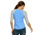 thumbnail image 4 of Fine Jersey Baseball Tshirt for Womens 3/4 Length Sleeve Tee Tops, Carolina Blue/Vintage Heather, S, 4 of 5