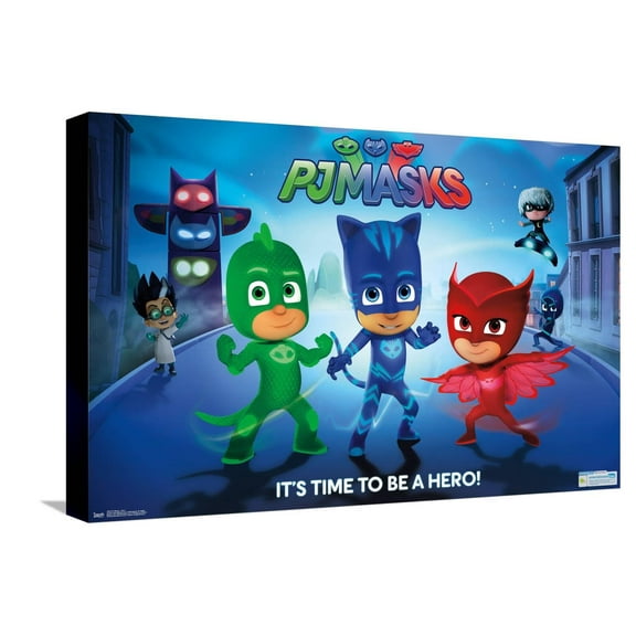 PJ Masks - Its Time To Be A Hero Canvas Wall Poster, 14.725" x 22.375"