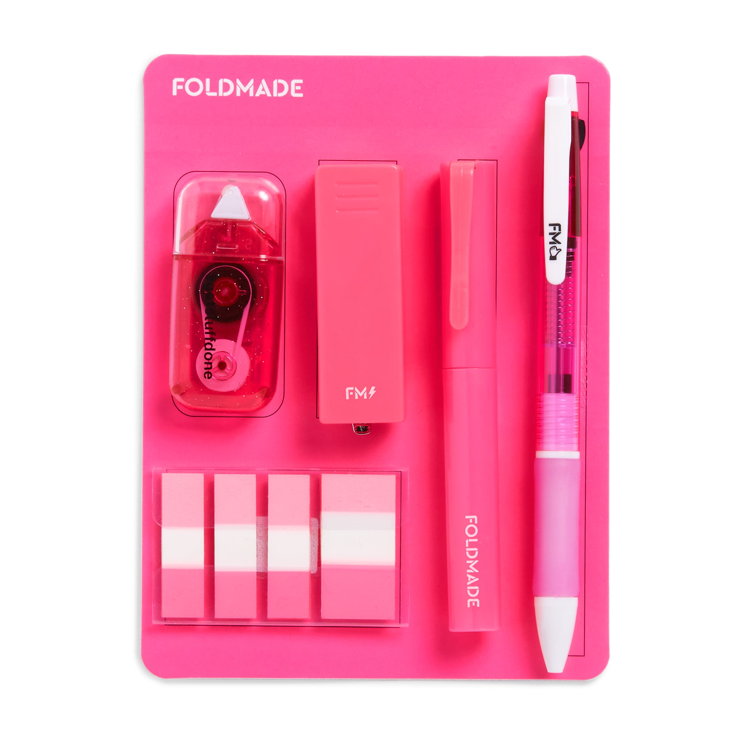 (2 pack) FOLDMADE Insta Office 6 Piece Kit with Scissors, Stapler, Adhesive, Flag Tabs, Pen/Pencil, Peel-N-Stick Holder