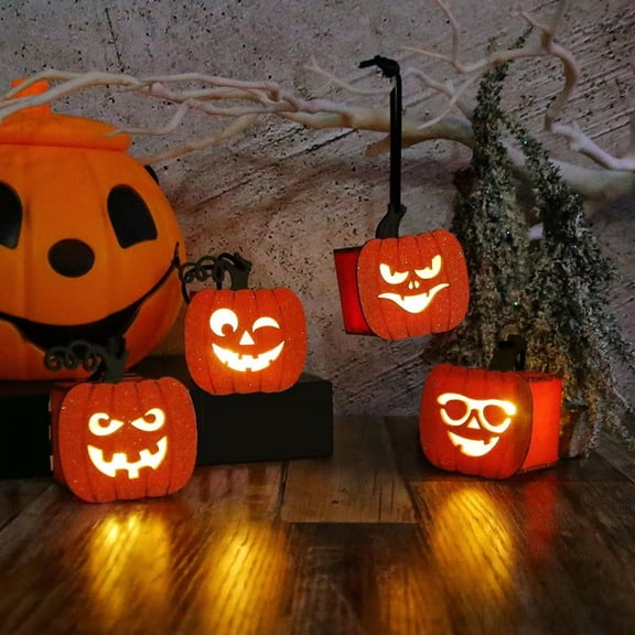 BOBOMTOI Night Lights for the Room Halloween Pumpkin Lantern Handheld Night Lantern Ghost Festival Luminous Lantern Set Props