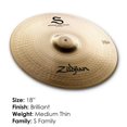 thumbnail image 2 of Zildjian Cymbale Crash Mince Moyenne de 18 Po S Family, 2 of 7
