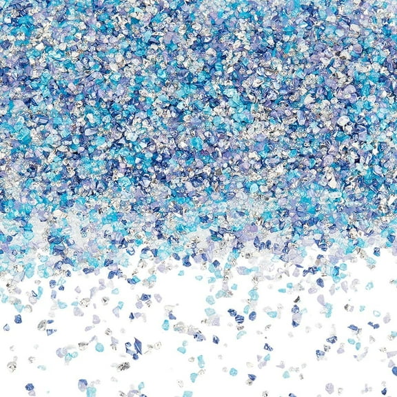 1 Box 100G Blue Crushed Glass Decorative Broken Pieces 1.4-5mm Small Crush Irregular Glitter Gems Chips Chunky Sequins for Resin Art Crafts Vase Filler Nail DIY Jewelry Wedding Decor