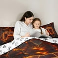 thumbnail image 4 of Manfei Boys Gamer Gaming Bedding Comforter Set 7 Pieces, Flame Lightning Honeycomb Queen Bedding Sets, Black Neon Orange Queen Sheet Sets, Microfiber Bedroom Decor, 4 of 8