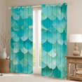 thumbnail image 2 of Manfei Mermaid Scale Curtains and Drapes Pack of 2 (52x63 Each), Gradient Fish Tail Black Out Curtains, Turquoise Aqua, 2 of 6