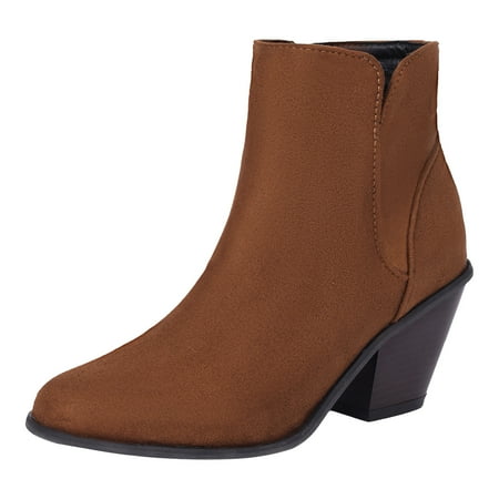 

Quealent Women s High Heel Chelsea Ankle Boots Slip On Elastic Fall Heeld Booties Shoes (Khaki 40)