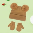 thumbnail image 1 of Baby Hats Knitted Toddler Winter Double Pompom Hat, 1 of 3