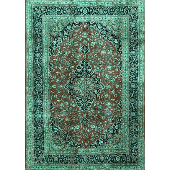 Ahgly Company Machine Washable Indoor Rectangle Persian Turquoise Blue Traditional Area Rugs, 5' x 7'