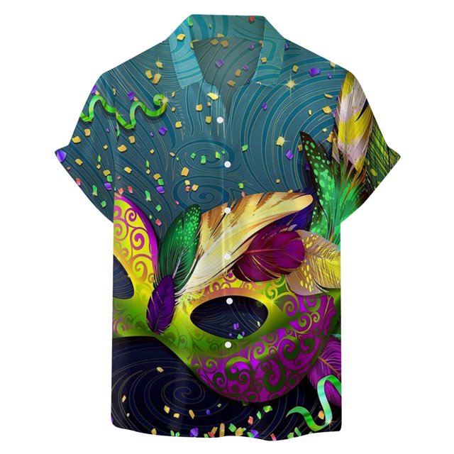 Camisas Para Hombre Manga Larga Regular Fit Camiseta con estampado digital 3D para hombre Camisa de manga corta Solapa superior (Dark Blue, M)