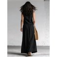 thumbnail image 5 of Summer Skirt Sets Women 2 Piece Outfits Sleeveless Top Elastic Waist Maxi Dress Sets with Pockets Black S, 5 of 6