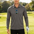 thumbnail image 2 of GEWSEY Mens Polo Shirt Long Sleeve Athletic Breathable Collar Golf Shirt Performance, Moisture Wicking, Business Casual, Collared Shirt, Soft (Grey, XXL), 2 of 8