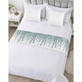 thumbnail image 5 of Bed Runner Scarf Cal King Size, Teal Green Eucalyptus Leaves Stain Bed Runners & Scarves for Foot of Beds, Spring Plants Leaves Country Decorative Bedding Runner Scarf for Hotel 102 x20 Inch, 5 of 6