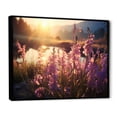 thumbnail image 2 of Designart "Purple Irises landscape With Sunset I" Floral Floater Framed Canvas Wall Art, 2 of 7