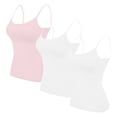 thumbnail image 2 of Otntypg 3 Packs Womens Camisole with Shelf Bra Soft Cotton Athletic Tank Top Adjustable Spaghetti Straps Basic Workout Cami Tops Multicolor#03 L, 2 of 3